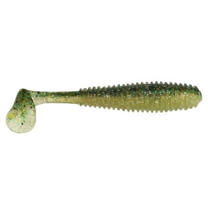 Силиконова примамка Gummifisch Canyonizer 9,5см - Green Glitter Back Clear